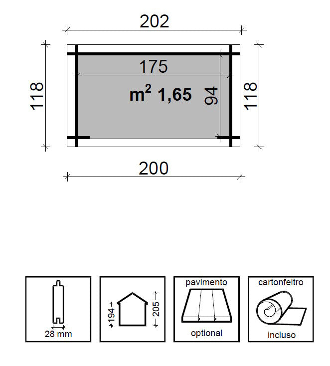 Losa Legnami Patty - Casetta da giardino in legno - 200x118cm
