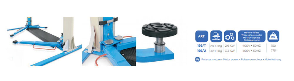 OMCN 199/T - Ponte sollevatore auto per officina, a due colonne, 3,5 ton
