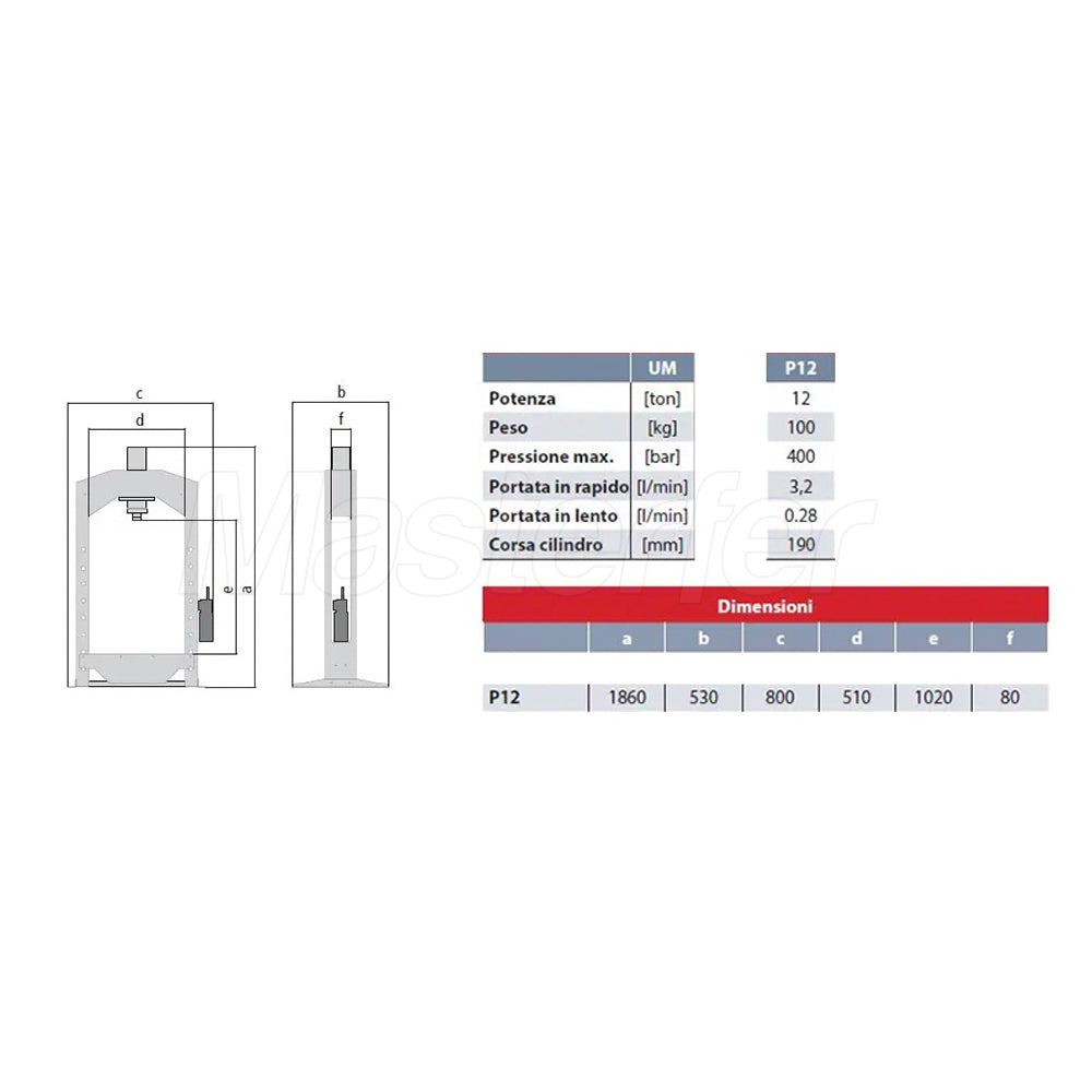 AxA P12 - Pressa manuale idraulica 12 ton