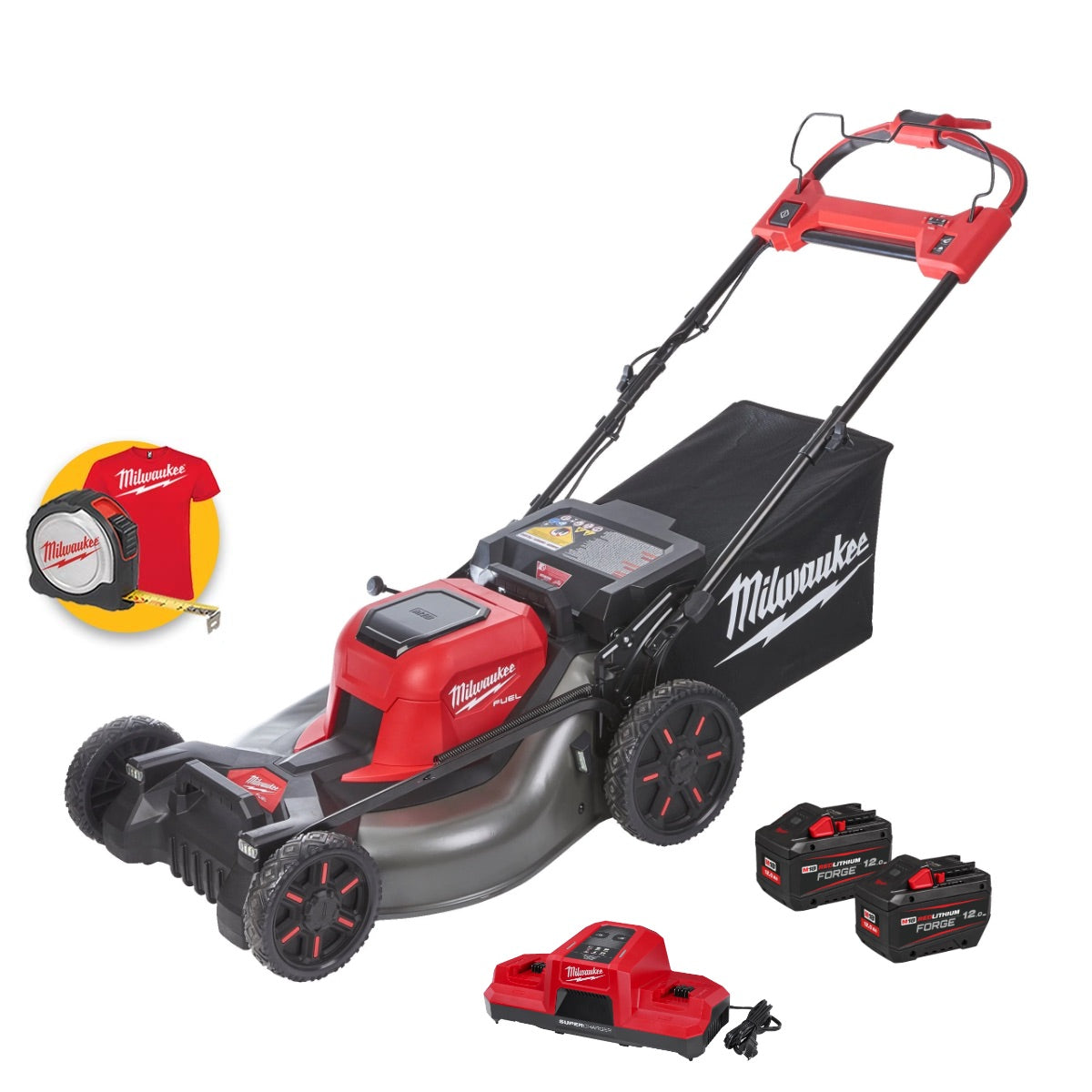 Milwaukee M18 F2LM53-122 - Tosaerba rasaerba semovente 3 in 1 a doppia batteria, taglio 53 cm