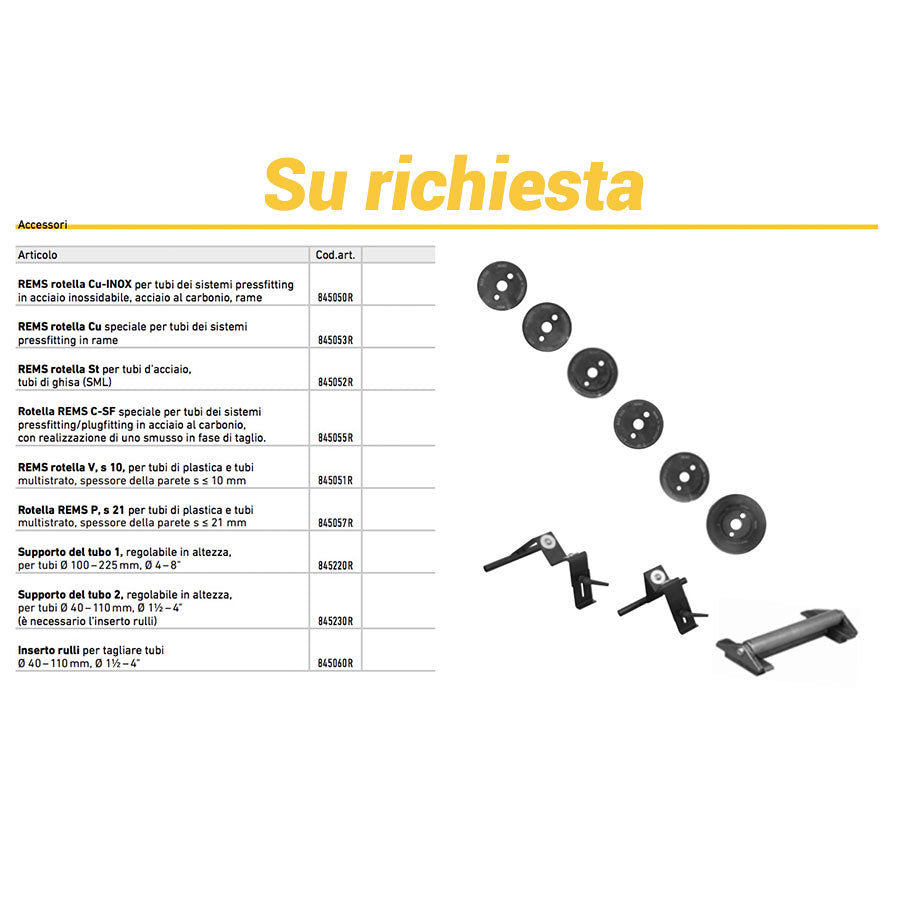 accessori su richiesta per rems duecento
