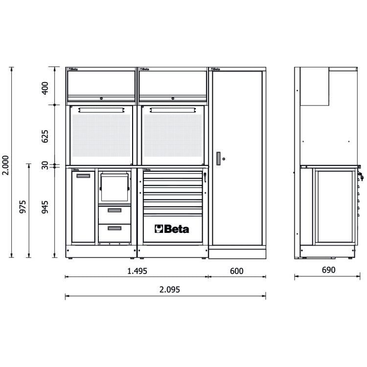 Beta RSC50 C  - Arredamento arredo completo per officina - piano in acciaio