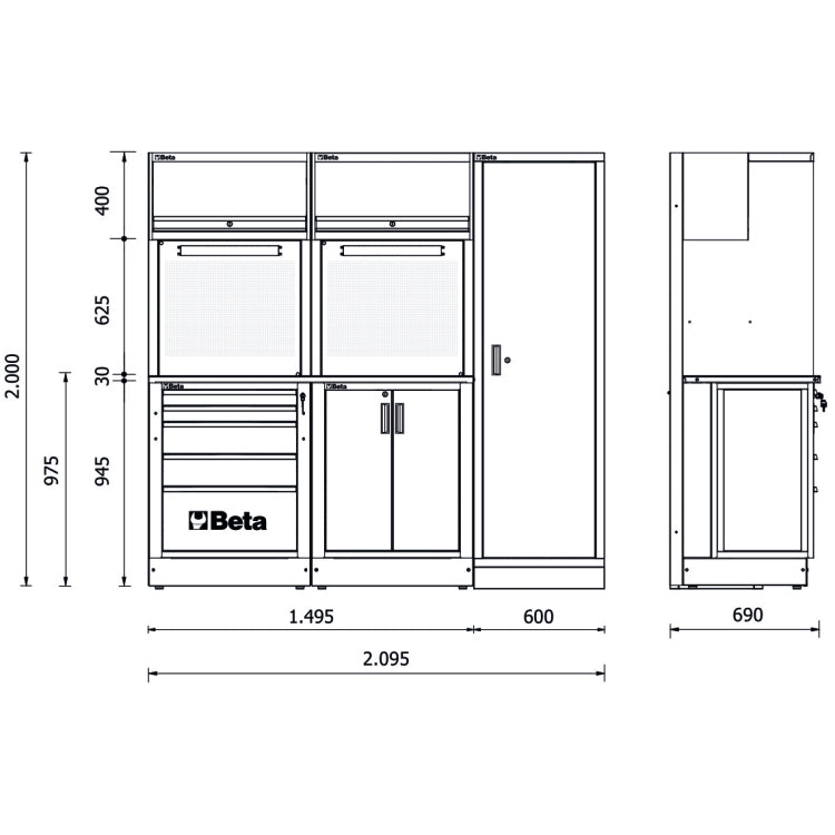 Beta RSC50D - Arredamento arredo completo per officina - piano in acciaio