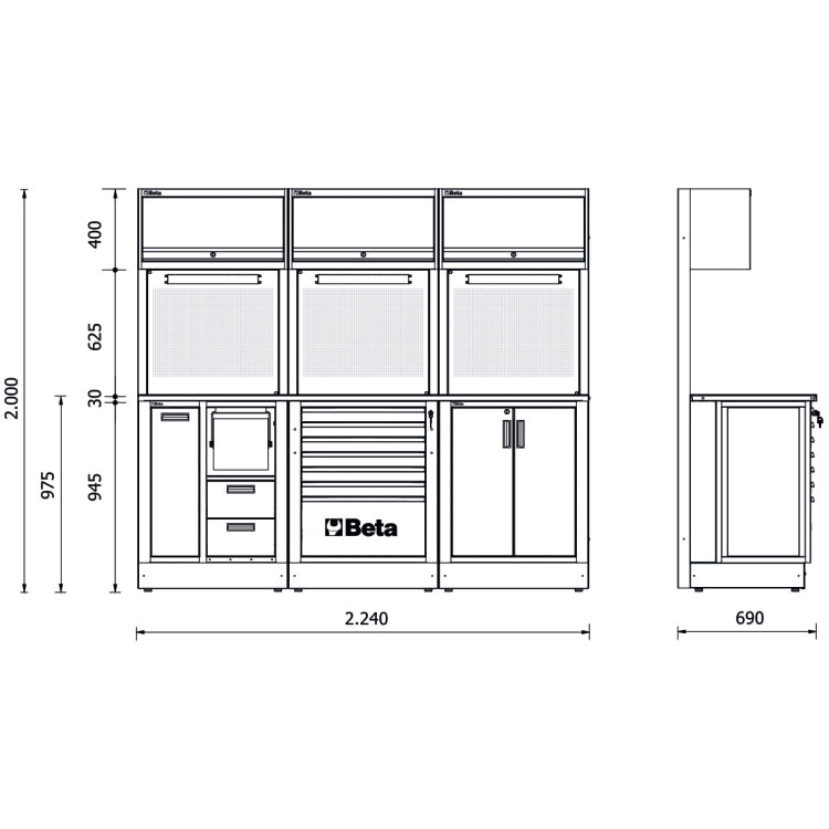 Beta RSC50E - Arredamento arredo completo per officina - piano in acciaio
