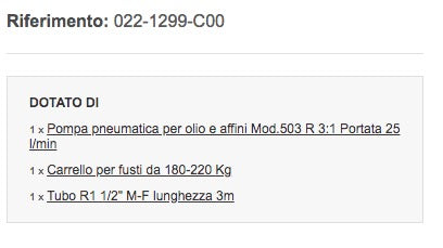 Meclube 022-1299-C00 - Completo olio carrellato per fusti da 180-220 l