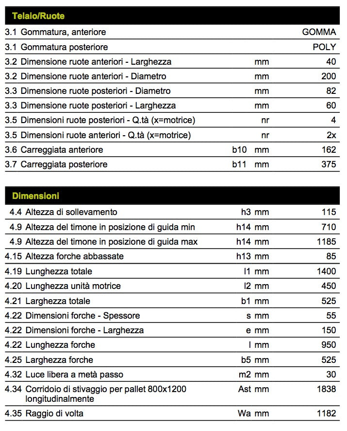 Pramac AGILE S4 950X525 - Transpallet elettrico a batteria 1200Kg