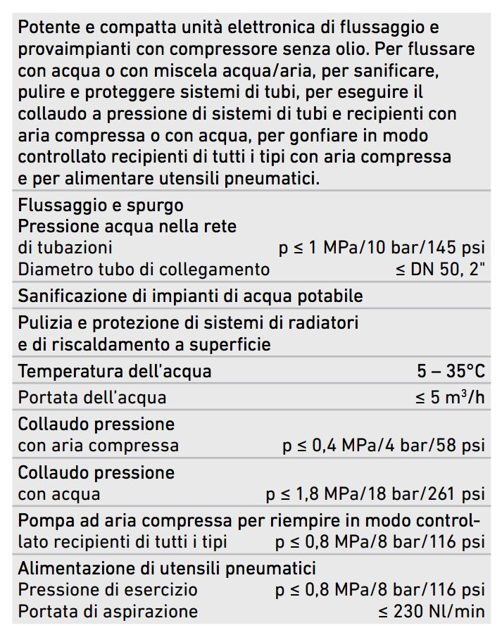 Rems Multi-Push SL Set - Unità elettronica di flussaggio e provaimpianti con compressore