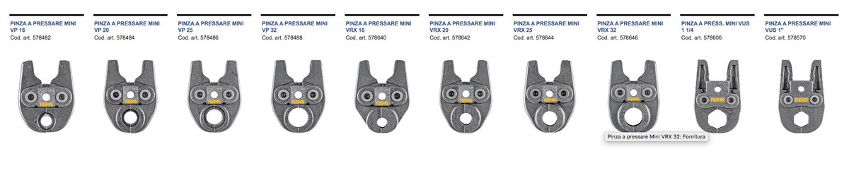 Rems pinza per pressatrice idraulica Mini-Press 22V ACC - Misure a scelta
