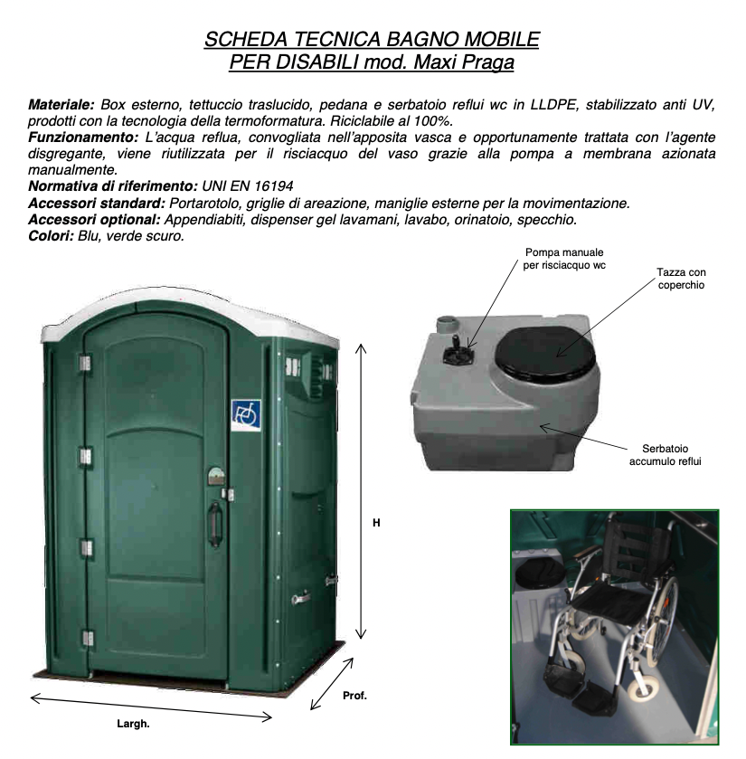 Rototec BDWR500VV - Bagno mobile WC chimico per disabili a ricircolo