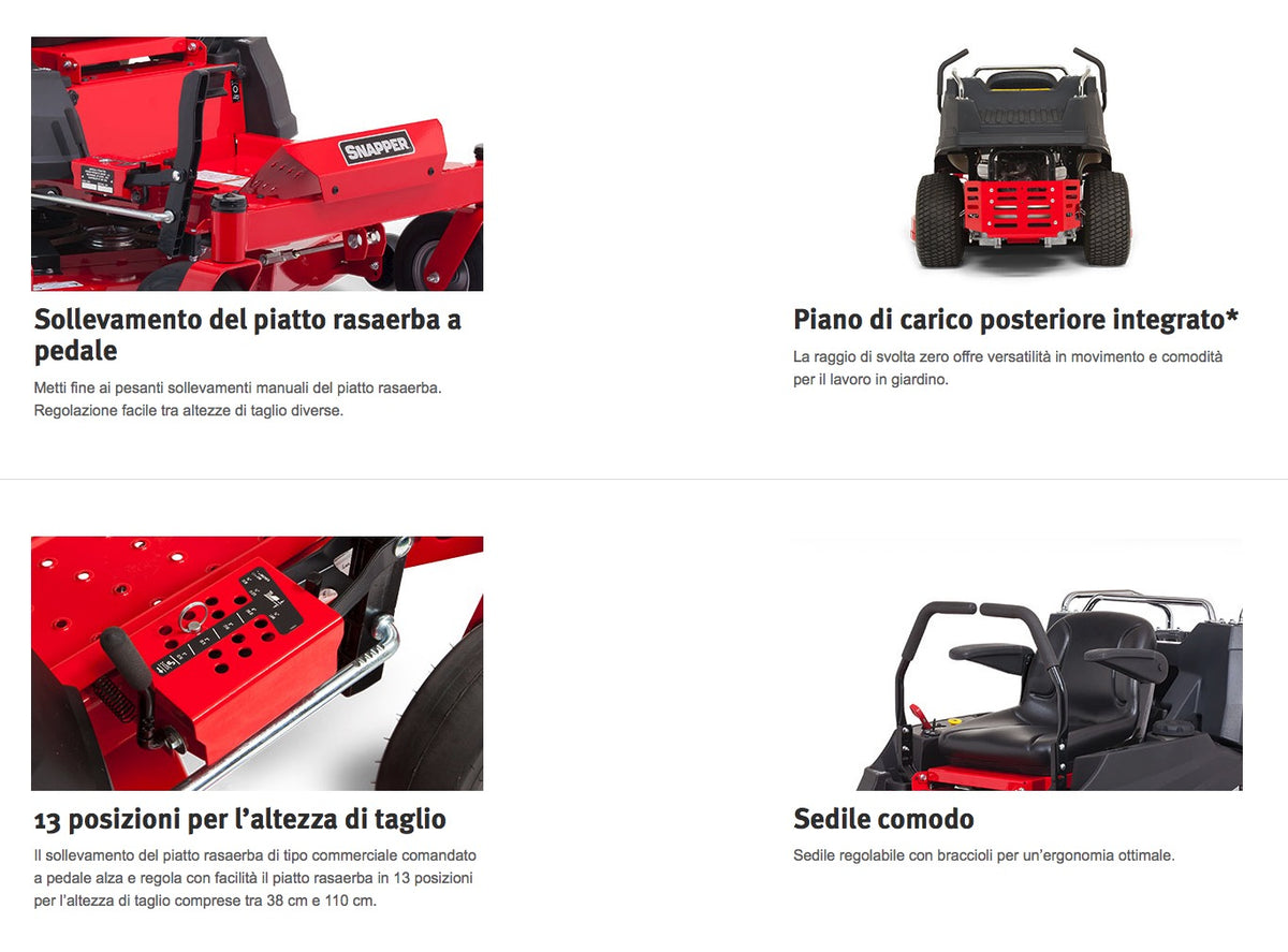 Snapper ZTX250 - Trattorino rasaerba professionale a raggio zero, taglio 122cm con piatto FAB 