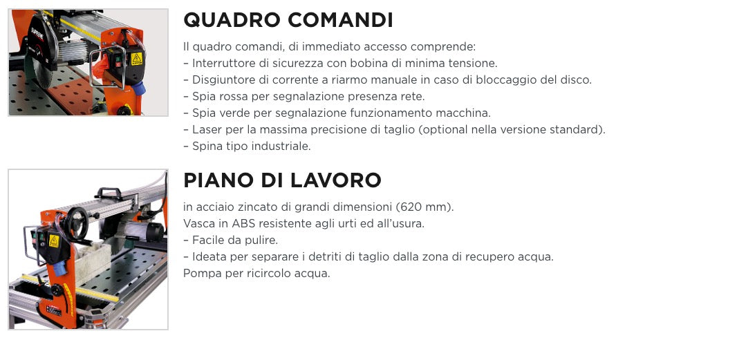 Battipav Supreme 260S - Tagliapiastrelle elettrica ad acqua con banco - taglio 260 cm 