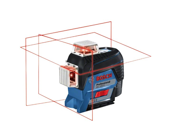 GLL 3-80 C Professional - Livella laser a linee a 360° - 1 x 12V + Valigetta + Mirino + Ricevitore 