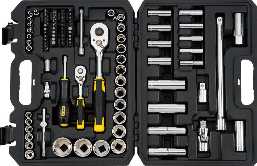 Stanley STMT17379-1 - Cassetta valigetta chiavi a bussola attacco da 1/4" e 1/2" - 96 pezzi 