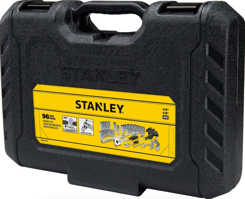 Stanley STMT17379-1 - Cassetta valigetta chiavi a bussola attacco da 1/4" e 1/2" - 96 pezzi 