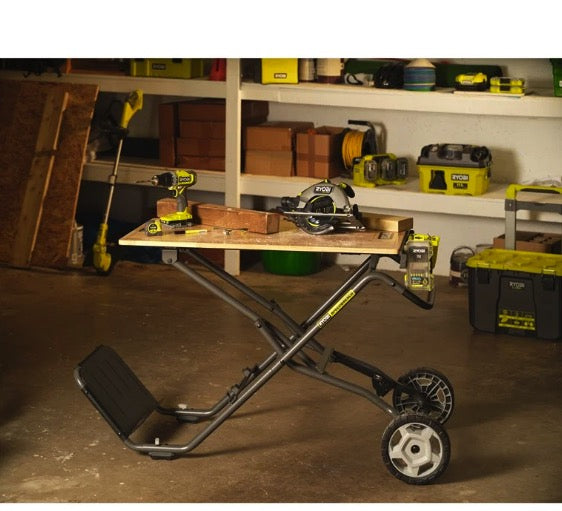 Ryobi RWBSB-01 - Banco da lavoro pieghevole in legno su ruote