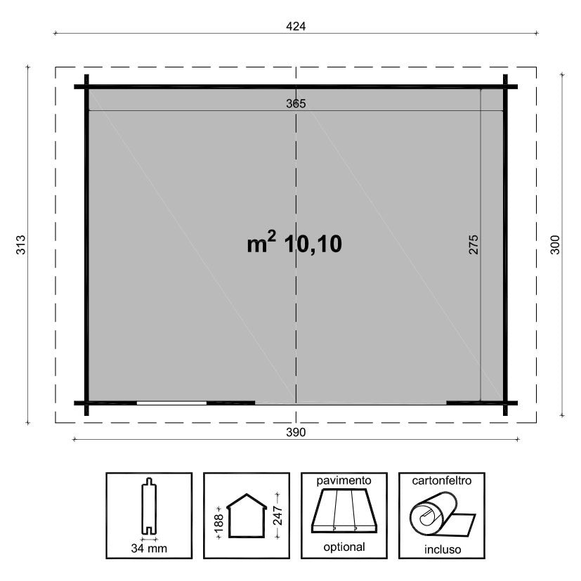 Losa Legnami Sissy - Casetta da giardino in legno - 390x300cm