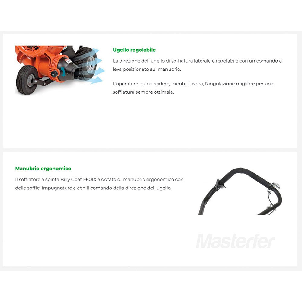 Soffiatore carrellato a spinta Billy Goat F601V caratteristiche