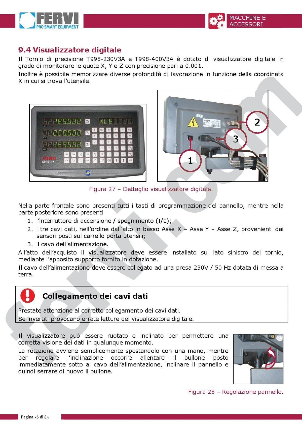 Fervi T998/230V3A - Tornio parallelo passaggio barra 51mm vis