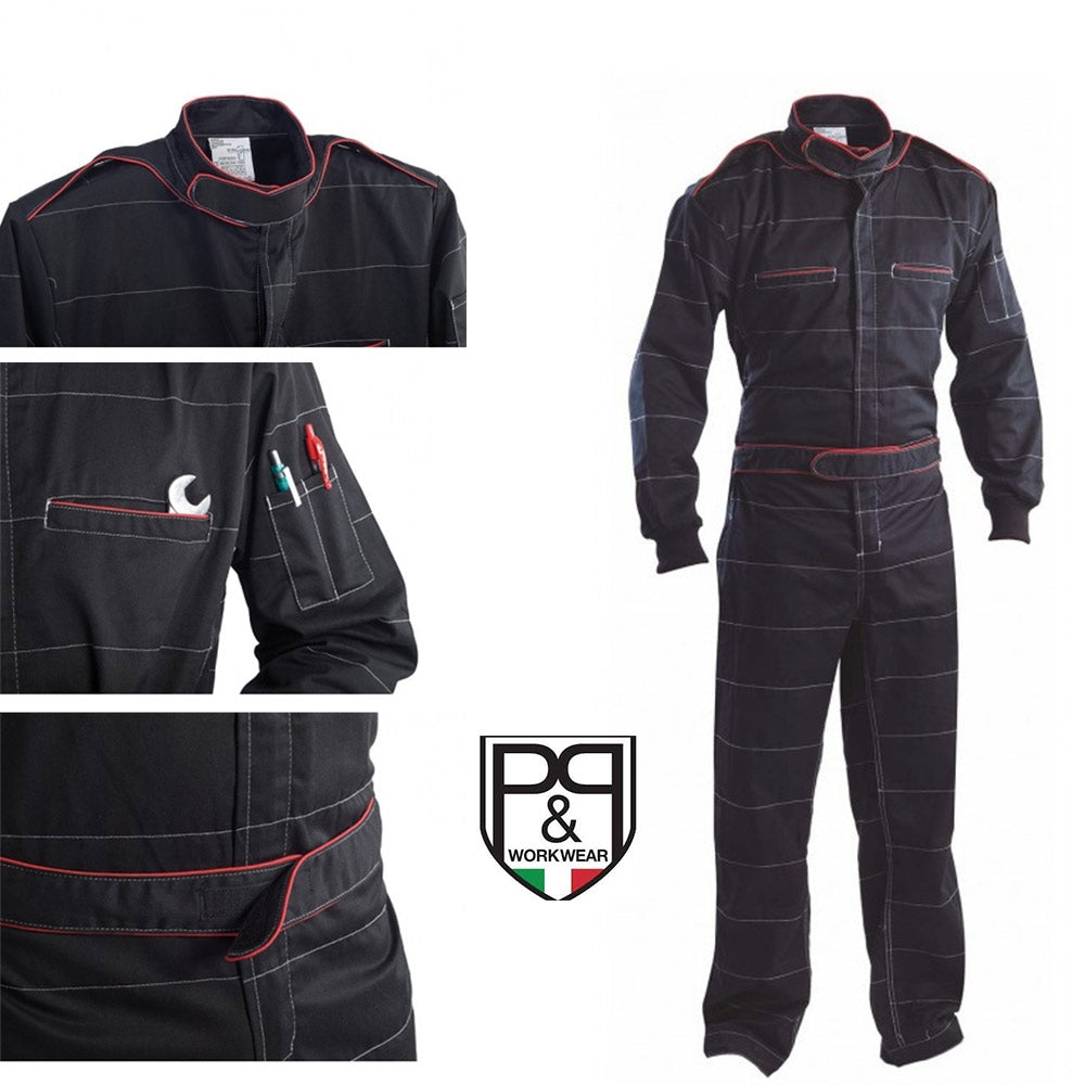 Tuta da meccanico P&P Loyal Monaco, nera/rossa