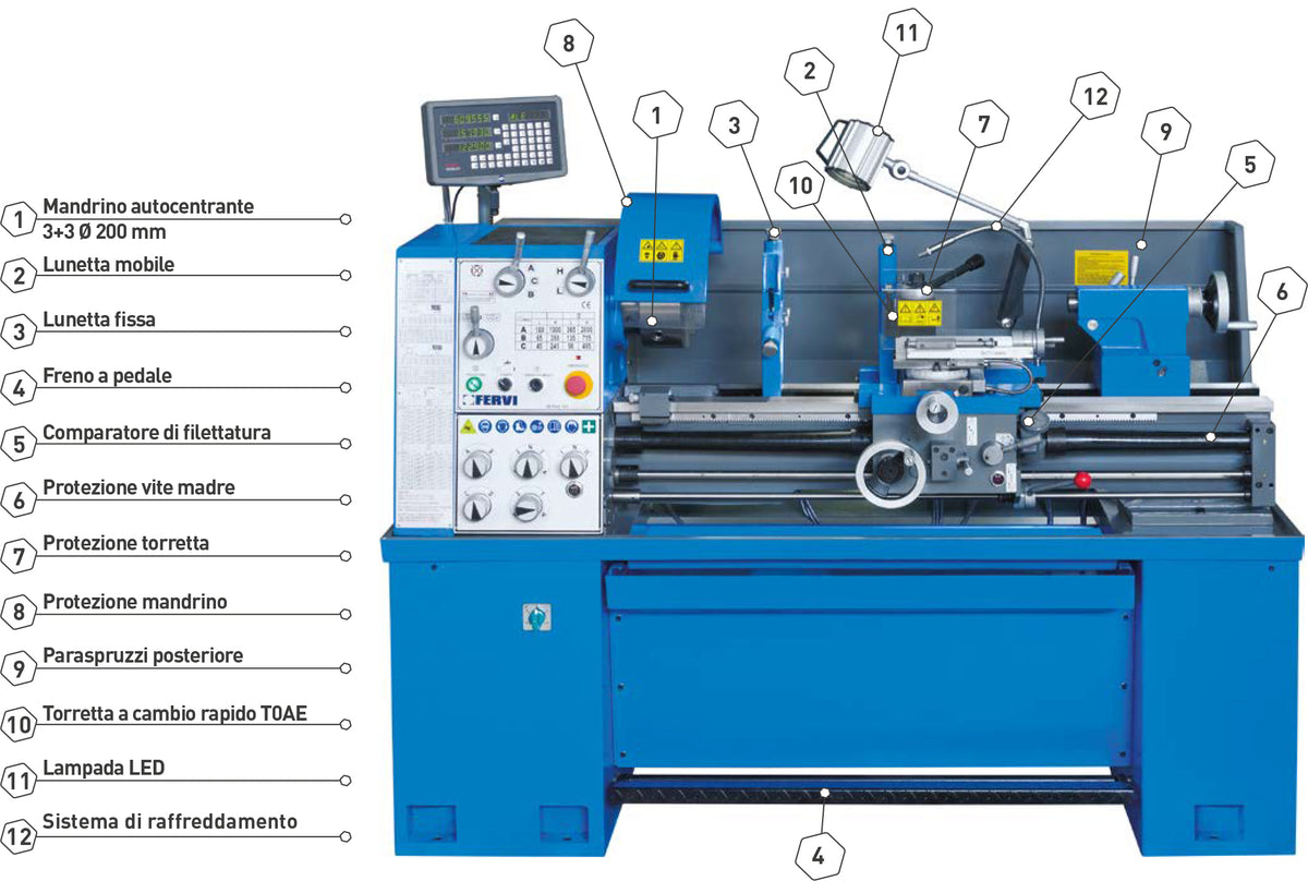 Fervi T070/400V3A - Tornio parallelo