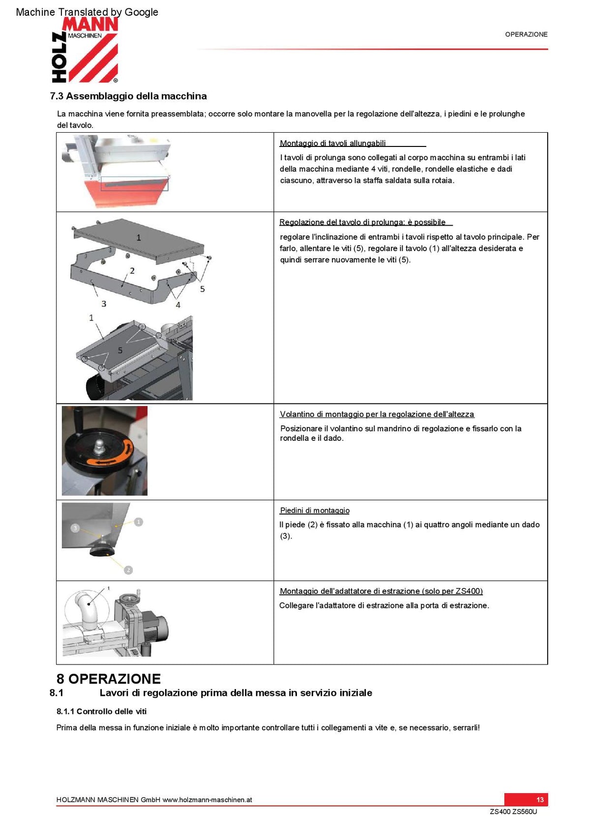 Holzmann ZS 400U - Calibratrice , 220V