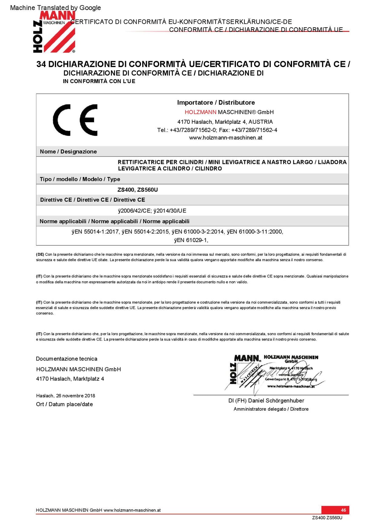 Holzmann ZS 400U - Calibratrice , 220V
